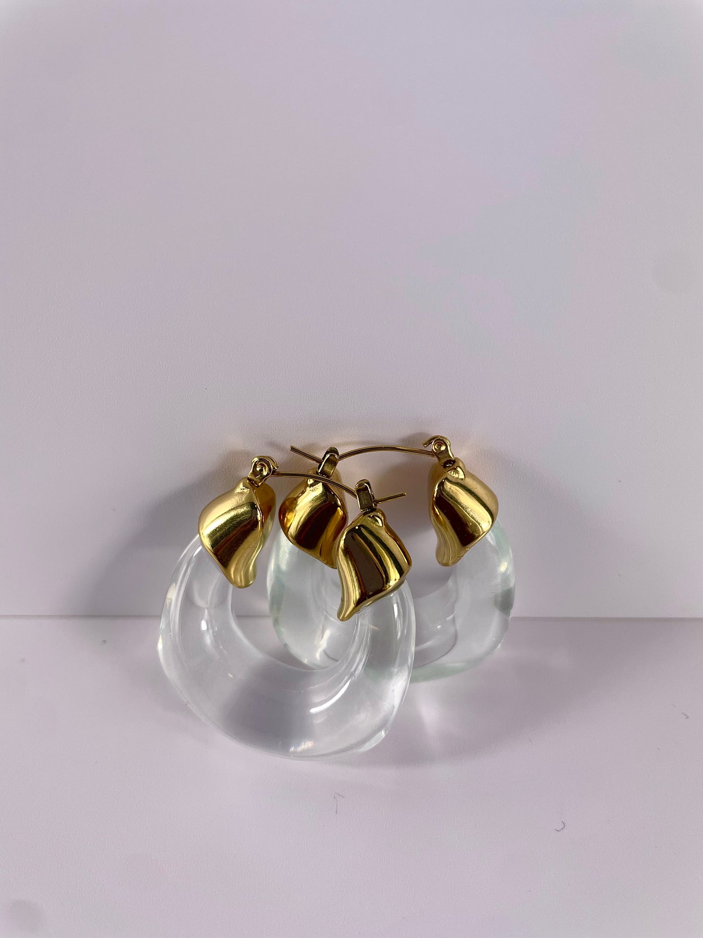 Genese Chunky Acrylic Gold Earrings